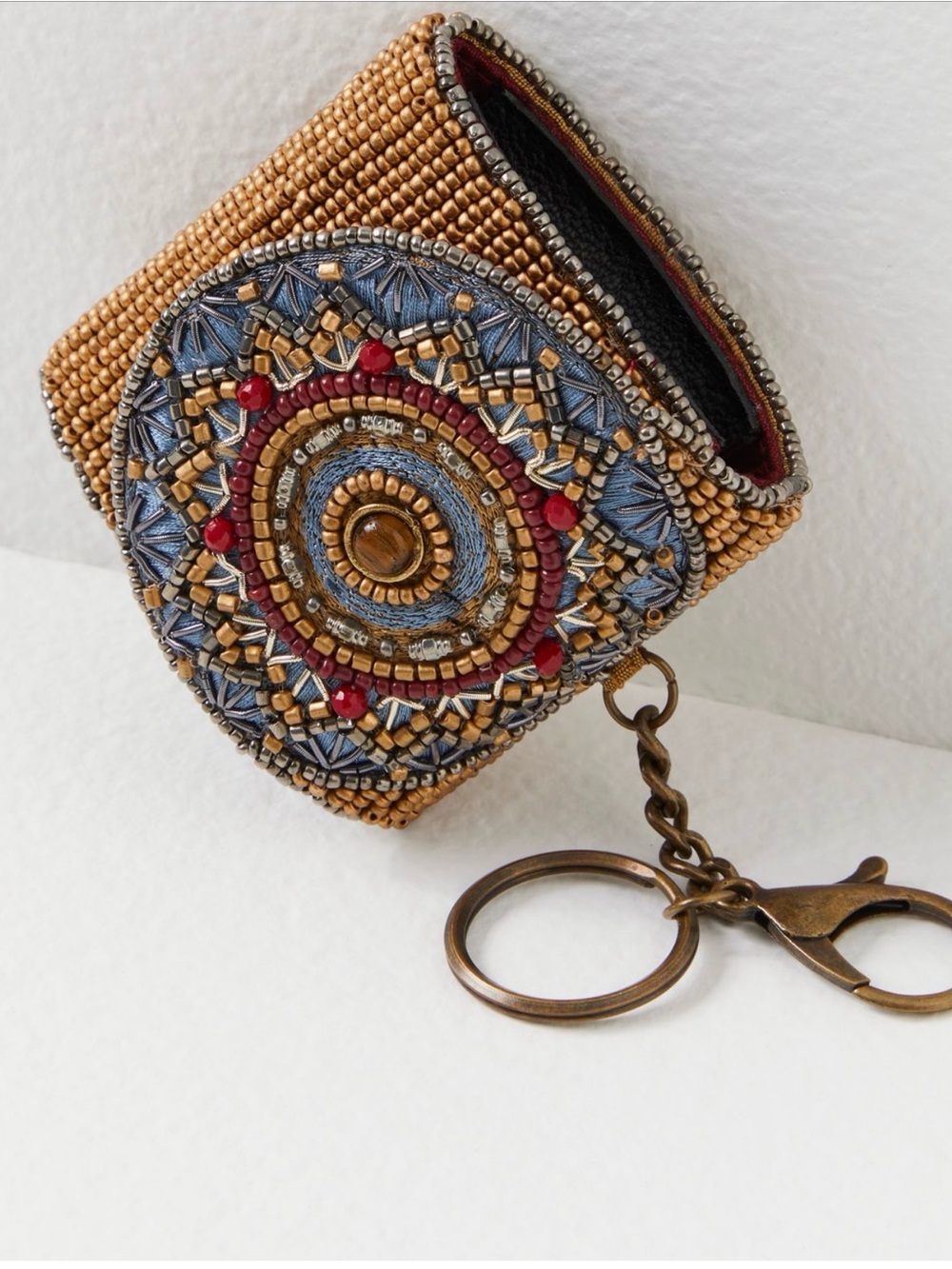 Free People Beaded AirPod Case- Gold, Silver & Red